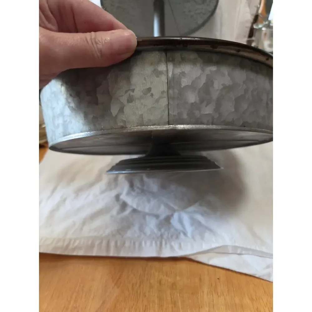 Galvanized 2 Tier Farmhouse Serving Tray With Handle For Carrying
